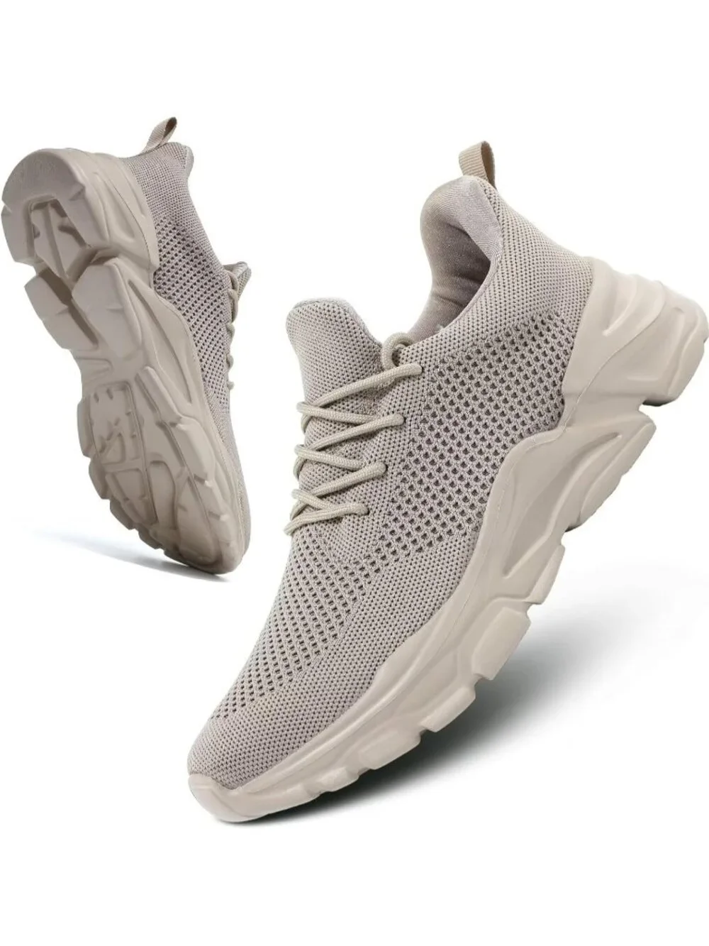 🆕Men's Khaki Slip on Walking Shoes Ultra Light Breathable Running Shoes